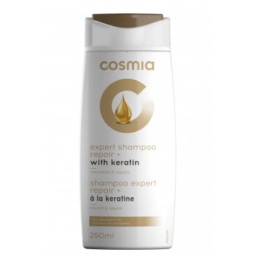 Cosmia shampooing enrichi à la kératine pour cheveux abîmés 250ml
