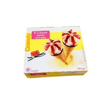 Crousty glace 6 cônes vanille et fraise 120ml