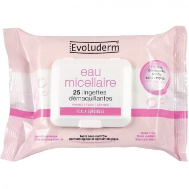 Evoluderm eau micellaire lingettes démaquillantes x25