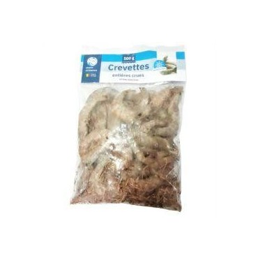 Général Food crevettes entières crues surgelées sachet 500g
