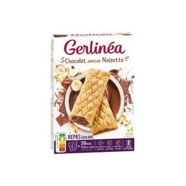 Gerlinéa biscuits en barres fourrées au chocolat saveur noisette 360g