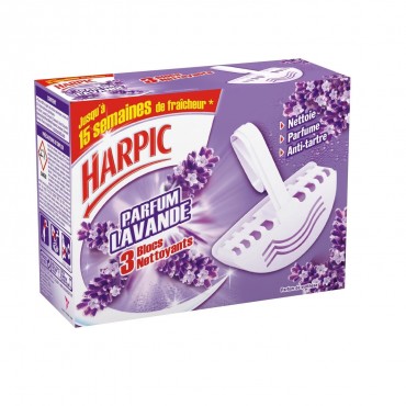 Harpic bloc cuvette nettoyant fraîcheur lavande x3