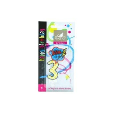 Le Chat bougie anniversaire chiffre 3