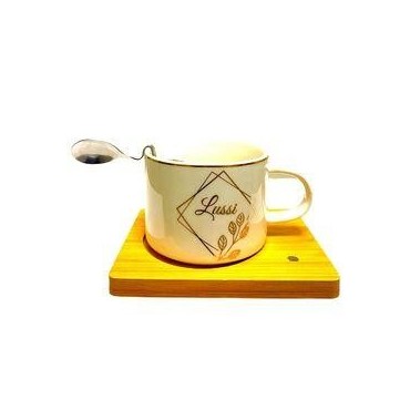 Lussi mug et sous tasse en dorée