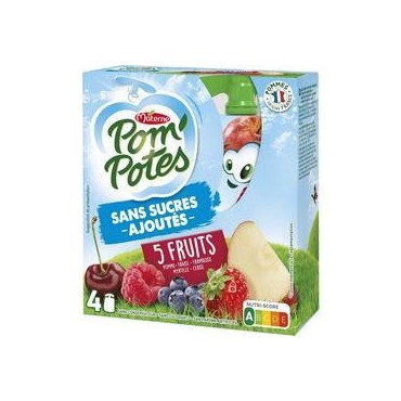 MATERNE Materne pom'potes sans sucre ajouté 5 fruits rouges 4x90g