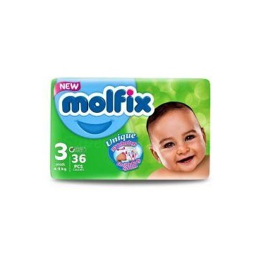 Molfix couches bébé 4-9 kg taille 3 midi x36