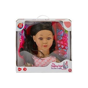 One Two Fun tete à coiffer cheveux noir