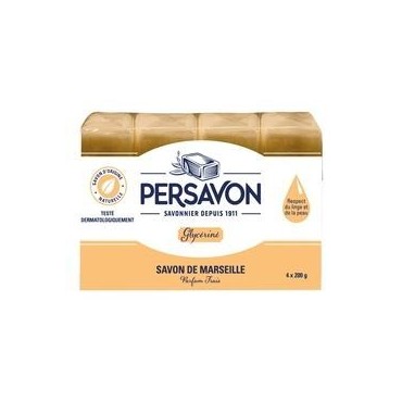 PERSAVON Savon de Marseille glycériné 4 savons 4x200g