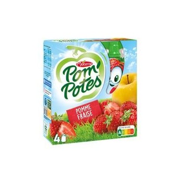 POM'POTES Dessert gourdes pomme fraisse sans conservateur 4x90g