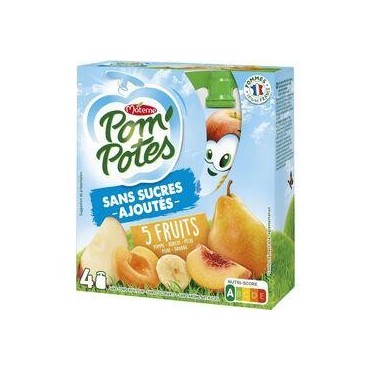 POM'POTES Gourdes 5 fruits pomme abricot pêche poire banane sans...