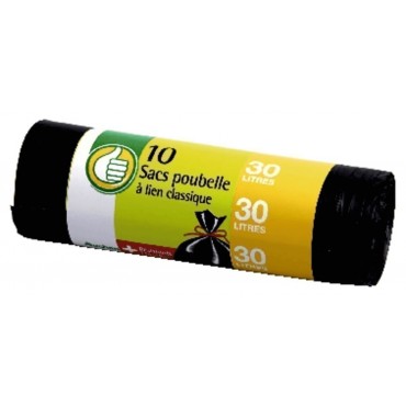 Pouce sacs poubelle à lien classique 30L x10