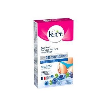 Veet Easy-Gel 16 bandes de cire + 3 lingettes finition parfaite